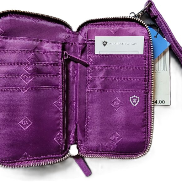 NWT Vera Bradley iconic RFID Front Zip Wristlet Wallet Lilac Paisley - Picture 3 of 4